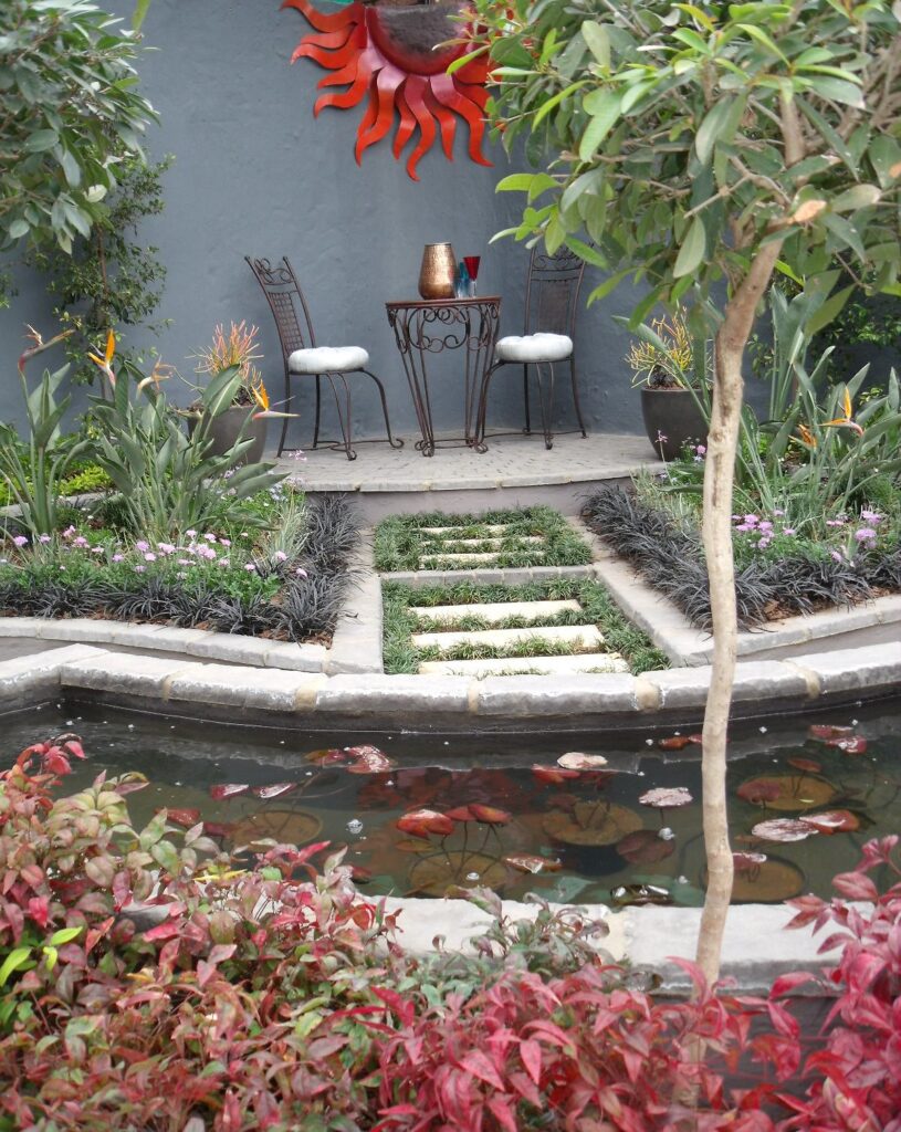 Water garden and chairs